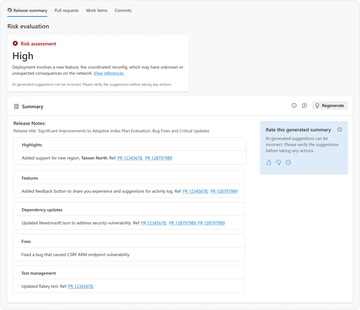 Azure Build Health AI Risk Assessment screenshot