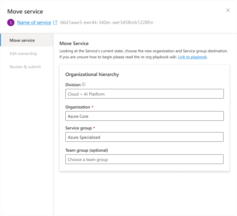 Service Tree service migration screenshot
